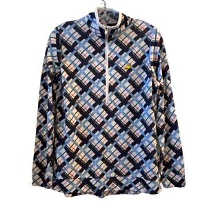 Peter Millar Masters Golf Quarter Zip Pullover Athletic Shirt Medium Plaid